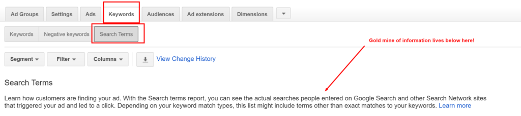 AdWords search query report